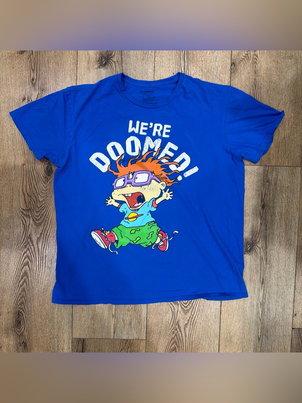 Nickelodeon Royal Blue "We're Doomed!" Rugrats Chuckie Graphic Tee